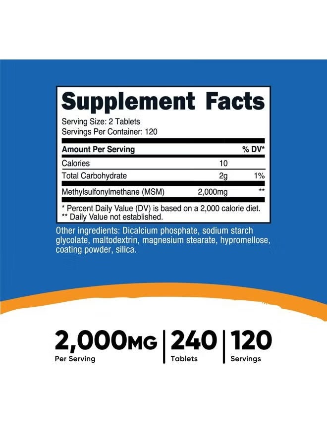 Nutricost, MSM, 240 Tablets (1,000 mg per Tablet) - Image 2