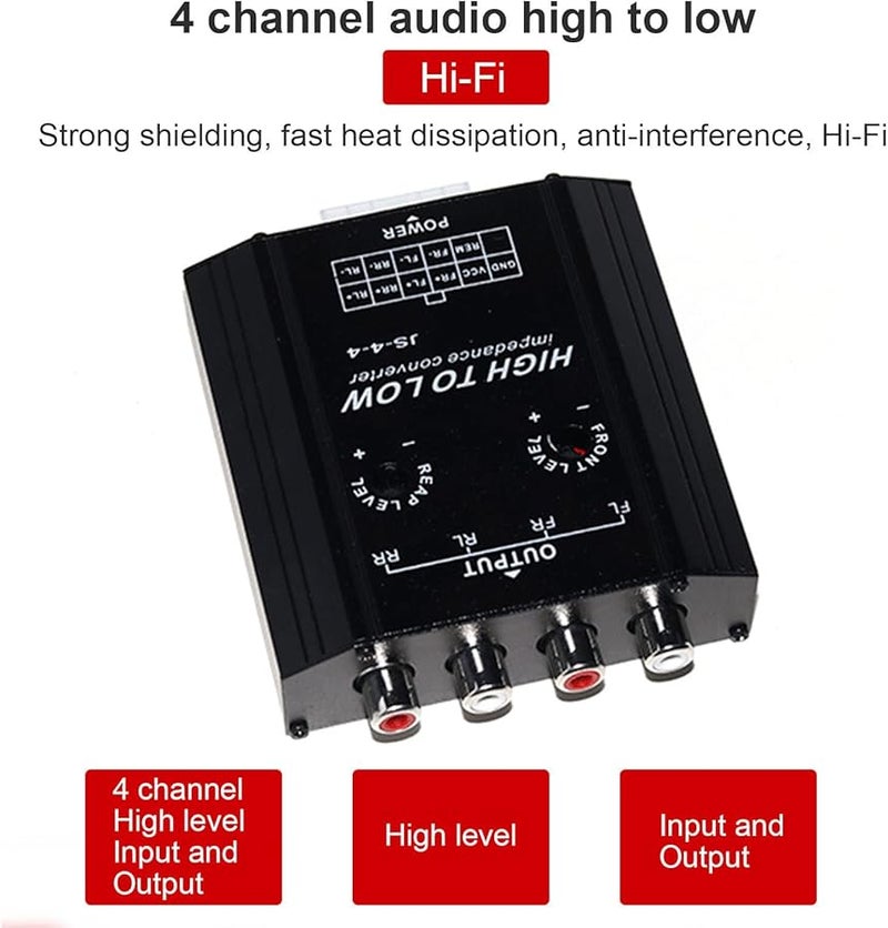12V 4 Channel Audio Impedance Converter Car Stereo Speaker Frequency Filter - Image 3