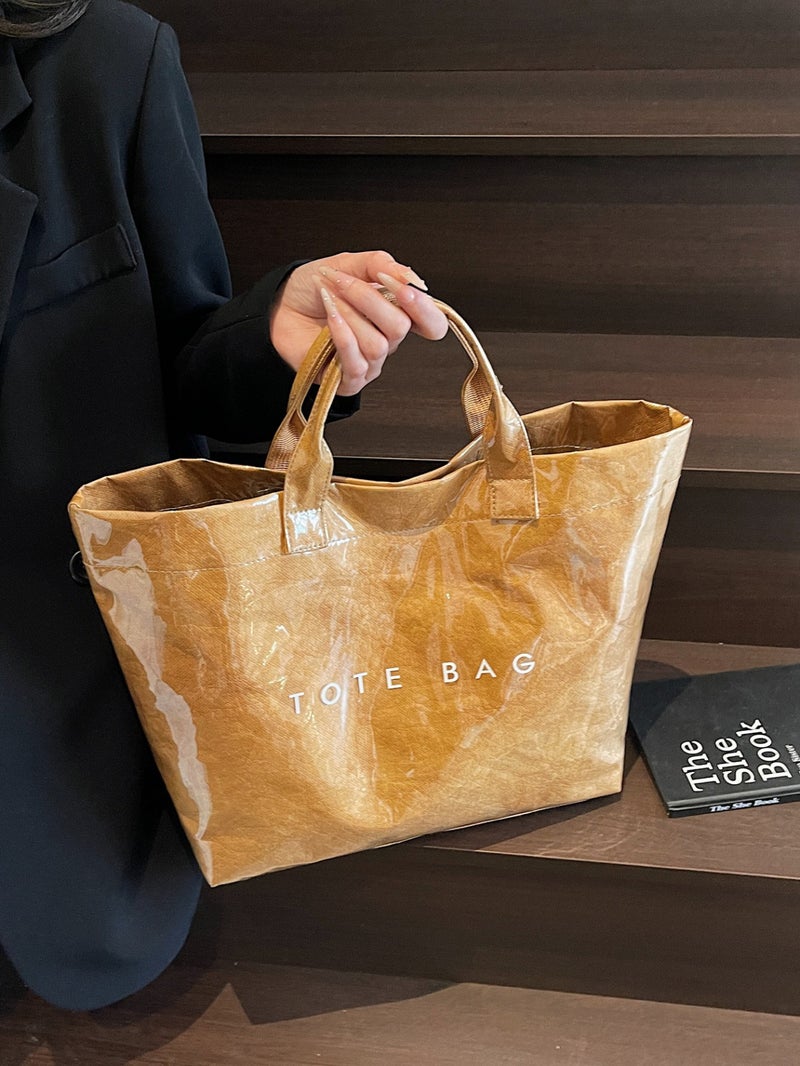 Tote Bag Retro Dupont Letter Casual Versatile Handbag Normcore Transparent Simple Work Clothing Large Capacity Bag For Women - Image 5