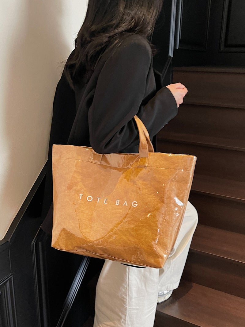 Tote Bag Retro Dupont Letter Casual Versatile Handbag Normcore Transparent Simple Work Clothing Large Capacity Bag For Women - Image 2