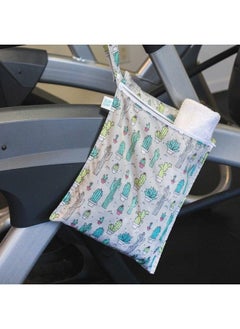 BUMKiNs Waterproof Wet Bag Washable Reusable For Travel Beach Pool Stroller Diapers Dirty Gym Clothes Wet Swimsuits Toiletries 12X14 Cactus  - Image 5