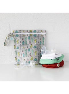 BUMKiNs Waterproof Wet Bag Washable Reusable For Travel Beach Pool Stroller Diapers Dirty Gym Clothes Wet Swimsuits Toiletries 12X14 Cactus  - Image 3