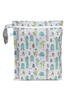 BUMKiNs Waterproof Wet Bag Washable Reusable For Travel Beach Pool Stroller Diapers Dirty Gym Clothes Wet Swimsuits Toiletries 12X14 Cactus  - Image 2