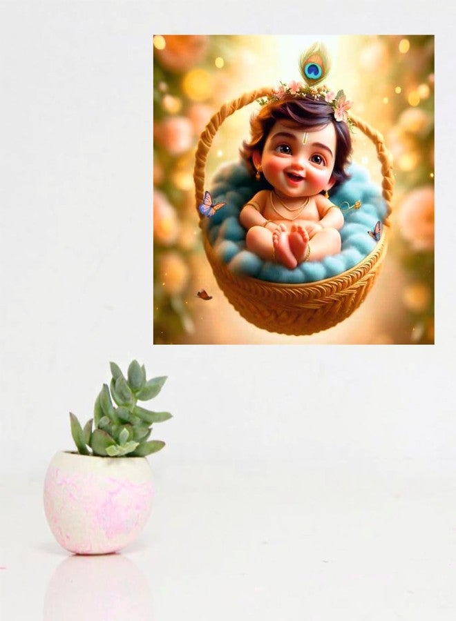 Decals Creation ملصق حائط فينيل لطيف لطفل حديث الولادة كريشنا، مناسب لغرفة المعيشة، غرفة الأطفال، غرفة الصلاة (المقاس - 41 سم × 41 سم) - Image 2