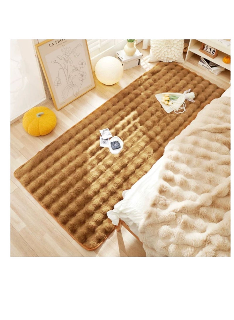 BAIG Faux Rabbit Fleece Rug for Living Room, Plush Bedroom Floor Mats, Kids No Wool Play Mats, Warm Soft 180*60cm  - Image 1
