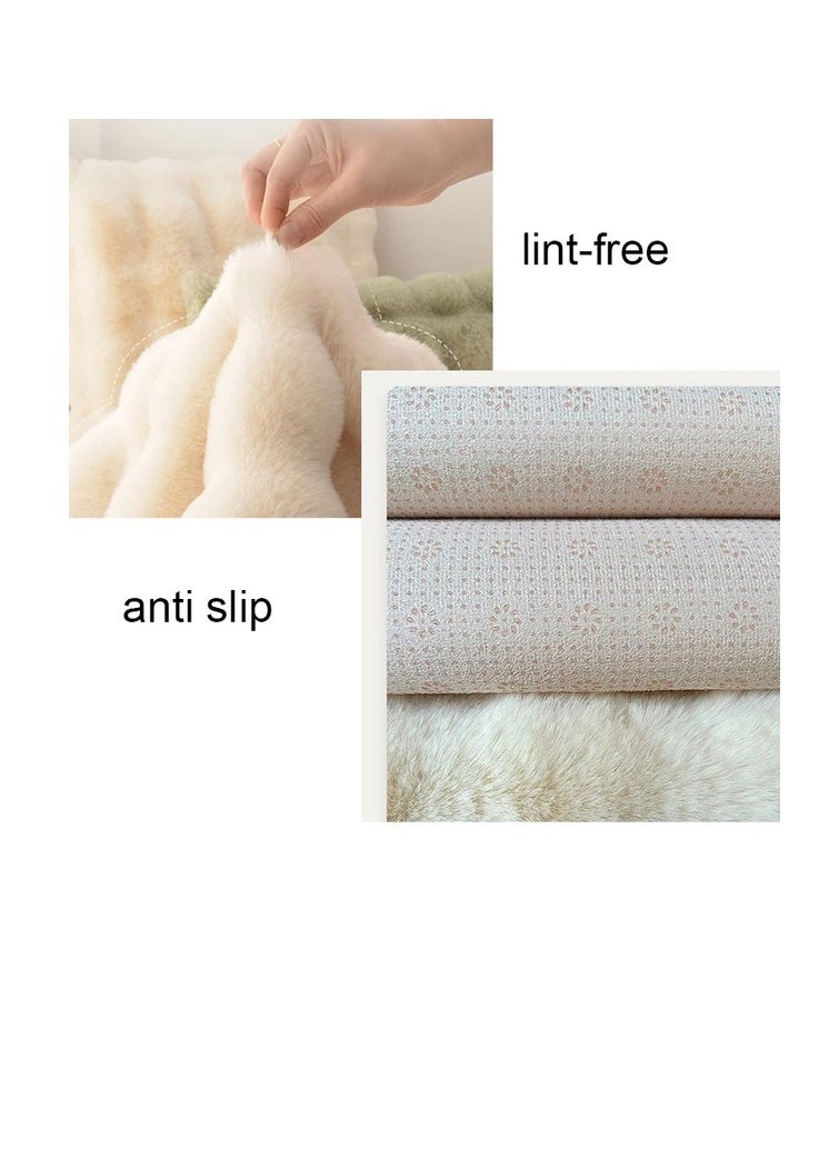 BAIG Faux Rabbit Fleece Rug for Living Room, Plush Bedroom Floor Mats, Kids No Wool Play Mats, Warm Soft 180*60cm  - Image 2