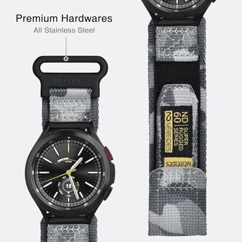 Nereides Band Compatible with Samsung Galaxy Watch 7 6 5 4 40mm 44mm/ Watch 6 4 Classic/Watch 5 Pro/Watch 3 Classic 41mm/Active 2, 20mm Nylon Replacement Sports Strap for Men Women(Camouflage,L) - Image 5