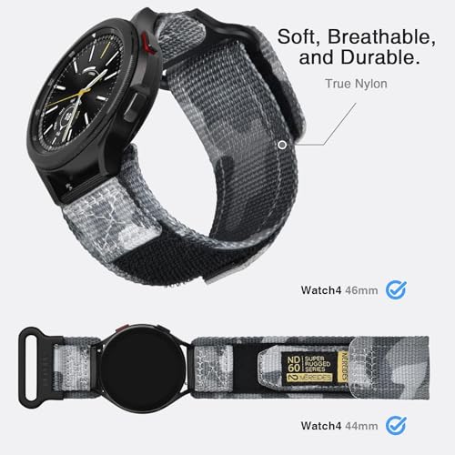 Nereides Band Compatible with Samsung Galaxy Watch 7 6 5 4 40mm 44mm/ Watch 6 4 Classic/Watch 5 Pro/Watch 3 Classic 41mm/Active 2, 20mm Nylon Replacement Sports Strap for Men Women(Camouflage,L) - Image 3