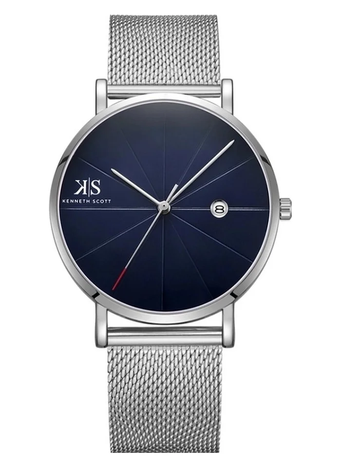 KENNETH SCOTT Kenneth Scott K22013-SMSN Men's Analog Display Watch & Stainless Steel Strap Silver