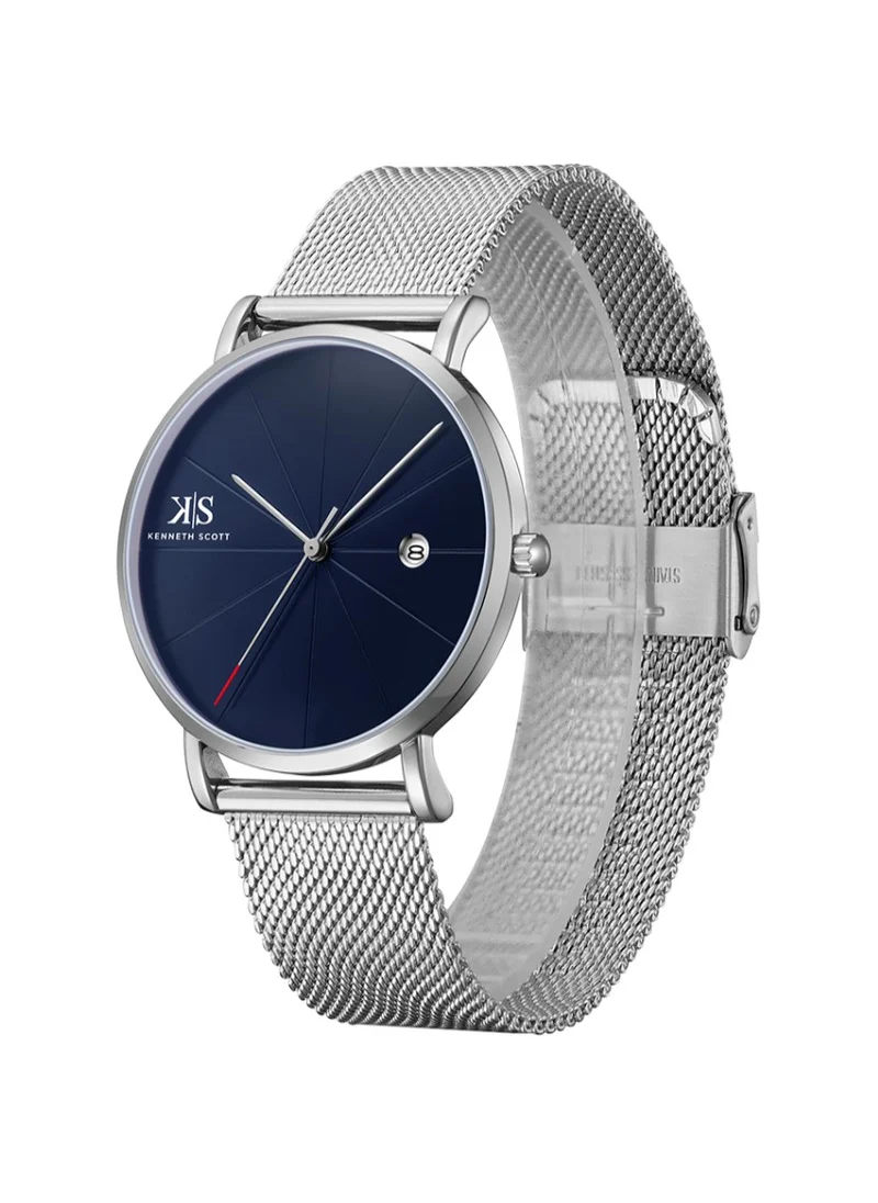 KENNETH SCOTT Kenneth Scott K22013-SMSN Men's Analog Display Watch & Stainless Steel Strap Silver