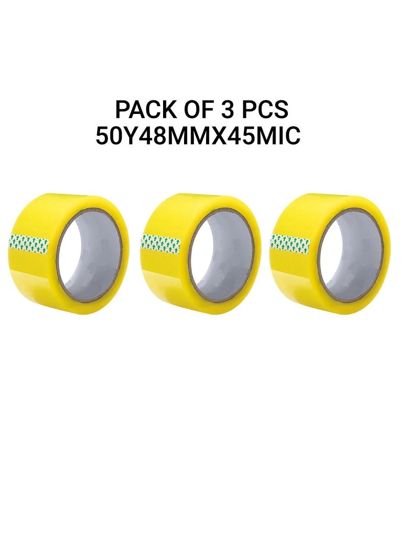 Yuwell Pack Of 3 Pcs Packing Tape For Sealing Parcel Boxes Use For Office Supplies And Home Packing Tape 50Y 48MMX45MIC  - Image 1