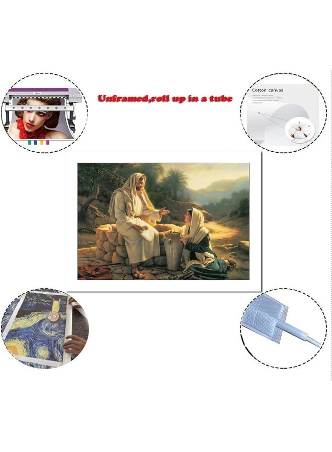 FireDeer Catholic Jesus Poster Print On Canvas Painting Christian God Pictures for Living Room No Frame (Jesus and the Samaritan Woman,16x24inch) - Image 3