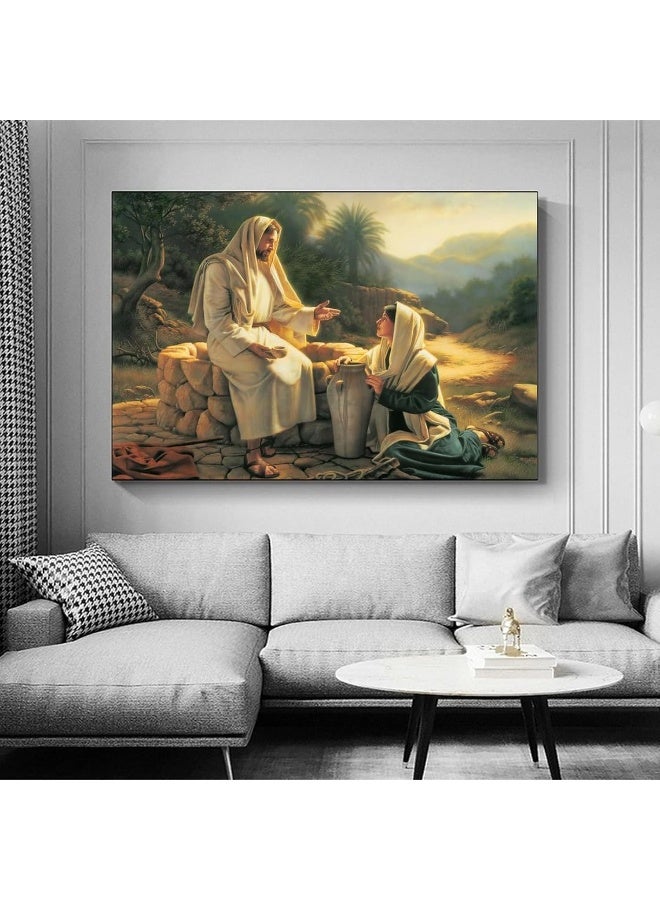 FireDeer Catholic Jesus Poster Print On Canvas Painting Christian God Pictures for Living Room No Frame (Jesus and the Samaritan Woman,16x24inch) - Image 5