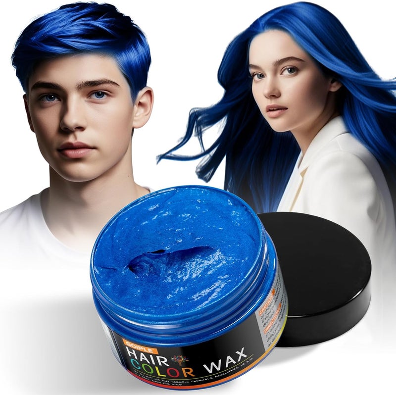 Blue Temporary Hair Color Wax Natural Hair Color Wax for Cosplay Masquerade Festivals Party Easy WashOut Styling Pomade with Instant Results and LongLasting Hold