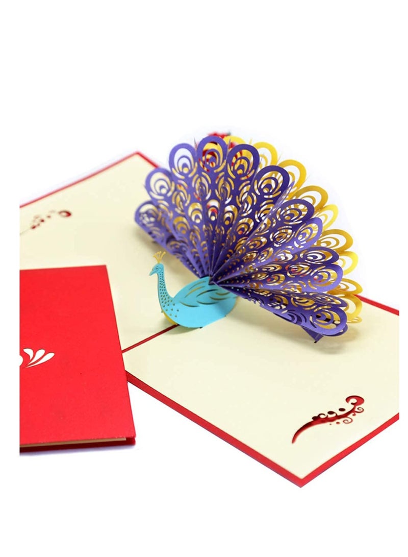 SYOSI Peacock Greeting Card, Animal Pop-up Card, 3D Creative 3D Greeting Card Holiday Card, Gift Card, Gift Handmade Card, Happy Wedding Anniversary Card for Husband Wife Boyfriend Girlfriend - Image 4
