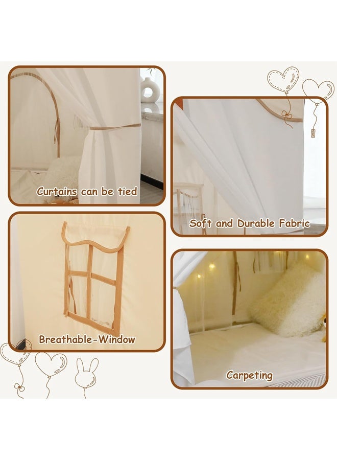 DUNISO Kids Indoor and Outdoor Tent House, Toddler Playhouse with Curtains, Baby Princess Castle, Children Indoor Room Toys for 3-10 Years Old Boys and Girls (132x90x125cm) - Image 5