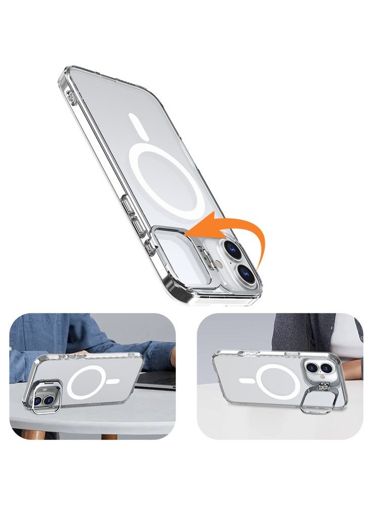 CoomBe Case for Apple iPhone 16,Magsafe Slim Cover with 4 Corners, Built-in Protective Cushion Anti-yellow Anti-collison Transparent Magnetic Cover with Stand Black - Image 2