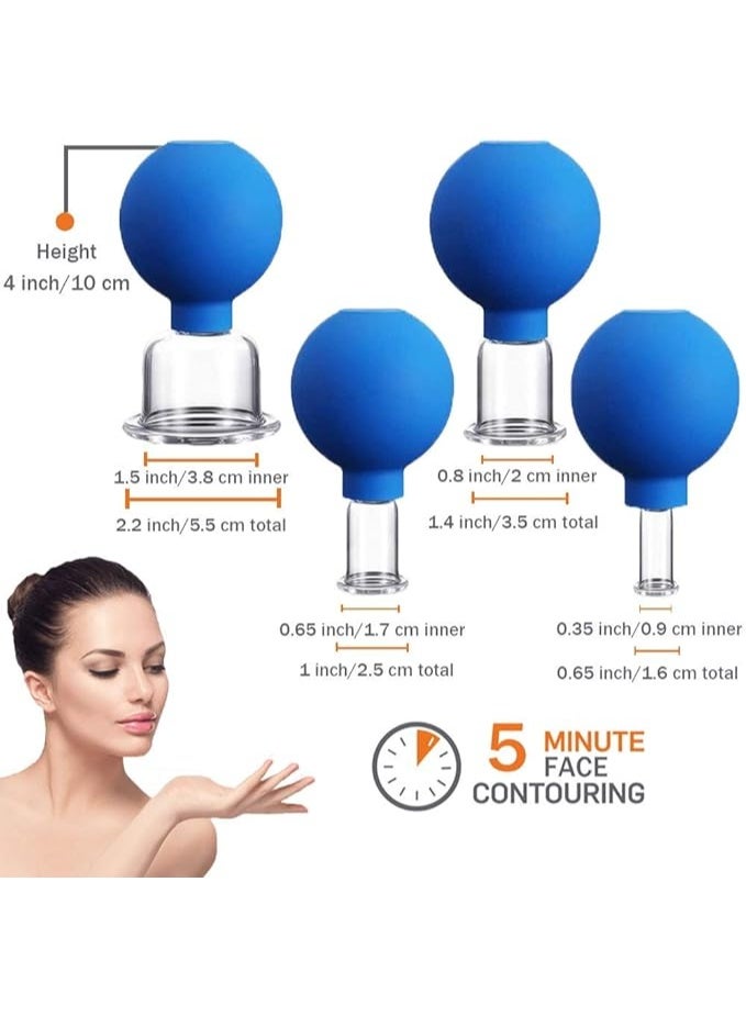 4-Piece Glass Facial & Body Cupping Set – Professional Silicone Vacuum Suction Kit – Anti-Cellulite & Anti-Wrinkle Therapy – Instant Skin Rejuvenation for Face and Eyes. - Image 2