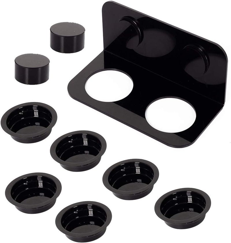 WACOOL Magnetic Reptile Ledge, Acrylic Gecko Feeding Ledge with 6PCS Cups, Reptile Food Water Feeder Dish for Geckos Iguana Chameleon Pets (Black) - Image 5