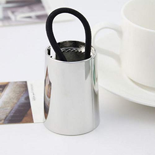 SYBL Gothic Punk Metal Ponytail Holder - 2PCS Hair Ties, Cuffs with Buckles, Hair Ropes and Rings for Thin Hair (Gold + Silver) - Image 4