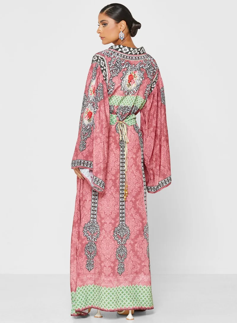 ARABIAN CLOSET Flute Sleeve Jalabiya With Pouch