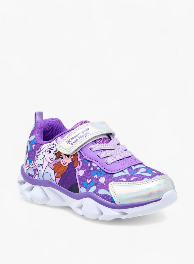 ديزني Girls Frozen Print Sneakers with Hook and Loop Closure