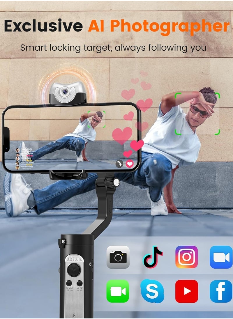 hohem hohem iSteady V2S Gimbal Stabilizer for Smartphone, 3-Axis Gimbal for iPhone, AI Tracking, Portable and Foldable Gimbal with Fill Light, Phone Stabilizer for Video Recording  - Image 2