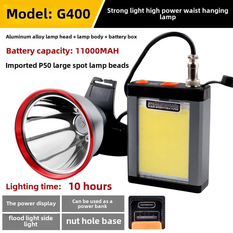 2024 High-Power LED Headlamp for Night Fishing G400 white 4000W battery life 10 hours imported P50 lamp beads G400 white 4000W battery life 10 hours imported P50 lamp beads