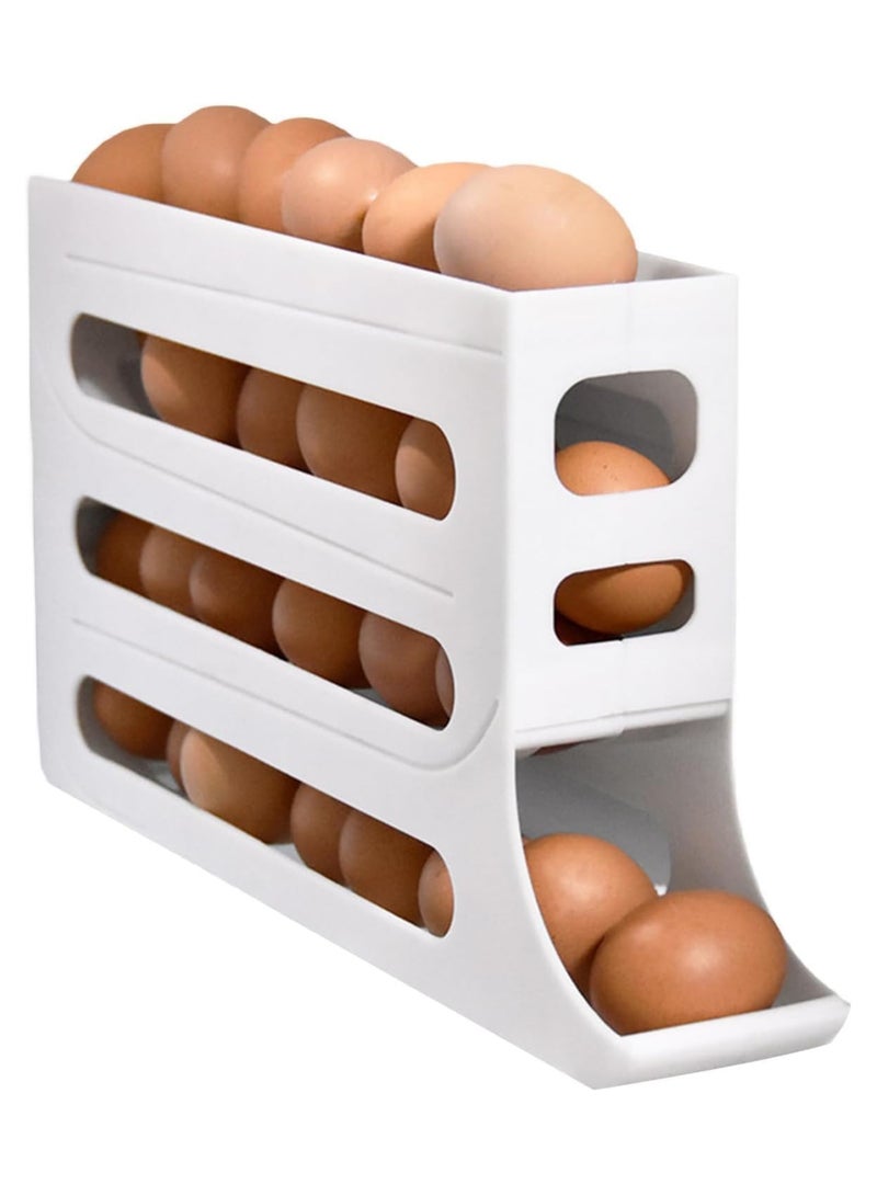 4-Tier Egg Storage Rack Automatic Rolling Refrigerator Egg Storage Rack 30 Egg Dispenser (Gray) 