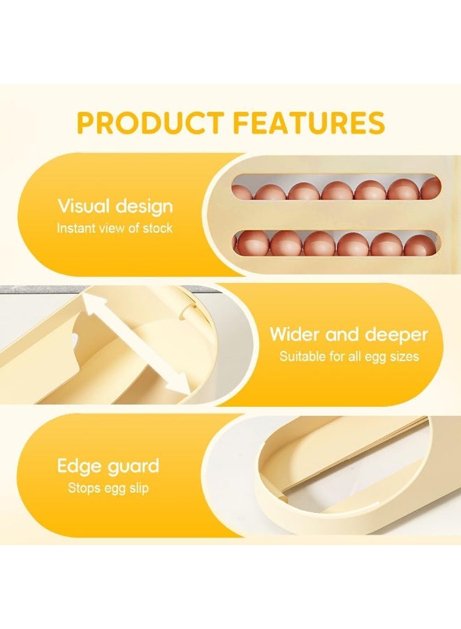 4-Tier Egg Storage Rack Automatic Rolling Refrigerator Egg Storage Rack 30 Egg Dispenser (Gray) - Image 3