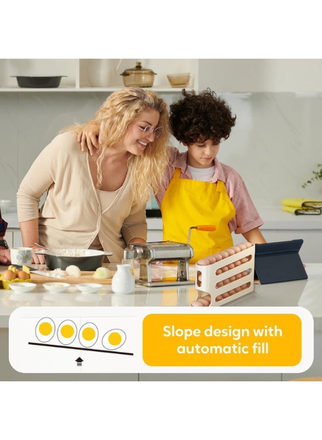 4-Tier Egg Storage Rack Automatic Rolling Refrigerator Egg Storage Rack 30 Egg Dispenser (Gray) - Image 1