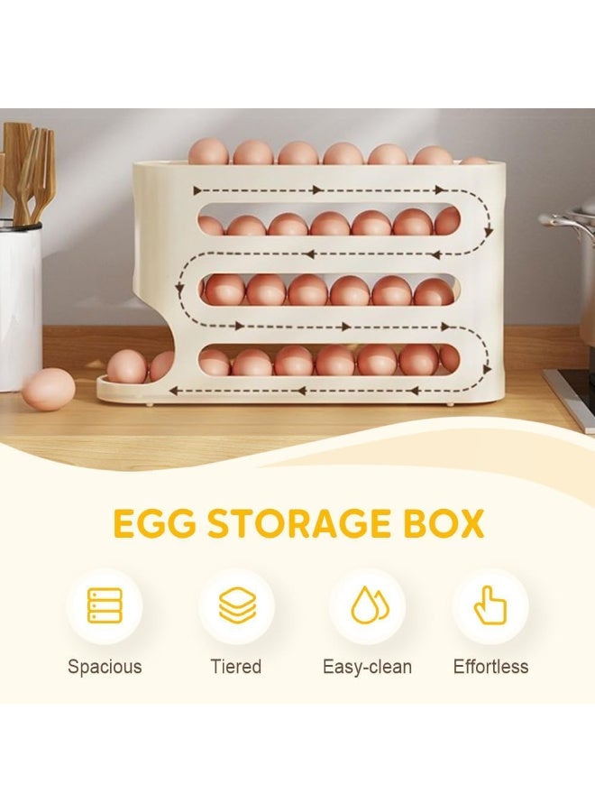 4-Tier Egg Storage Rack Automatic Rolling Refrigerator Egg Storage Rack 30 Egg Dispenser (Gray) - Image 5