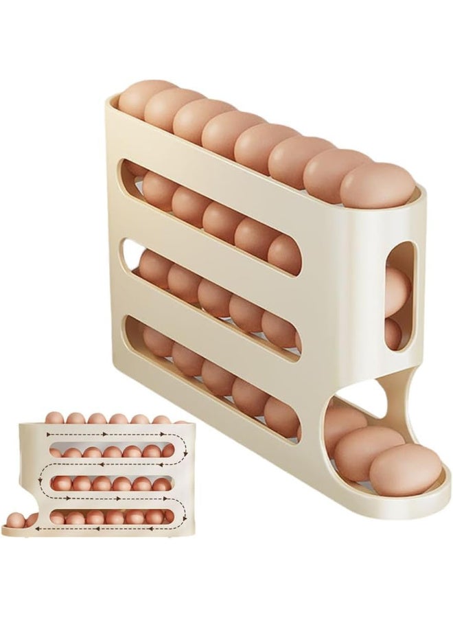 4-Tier Egg Storage Rack Automatic Rolling Refrigerator Egg Storage Rack 30 Egg Dispenser (Gray) - Image 1
