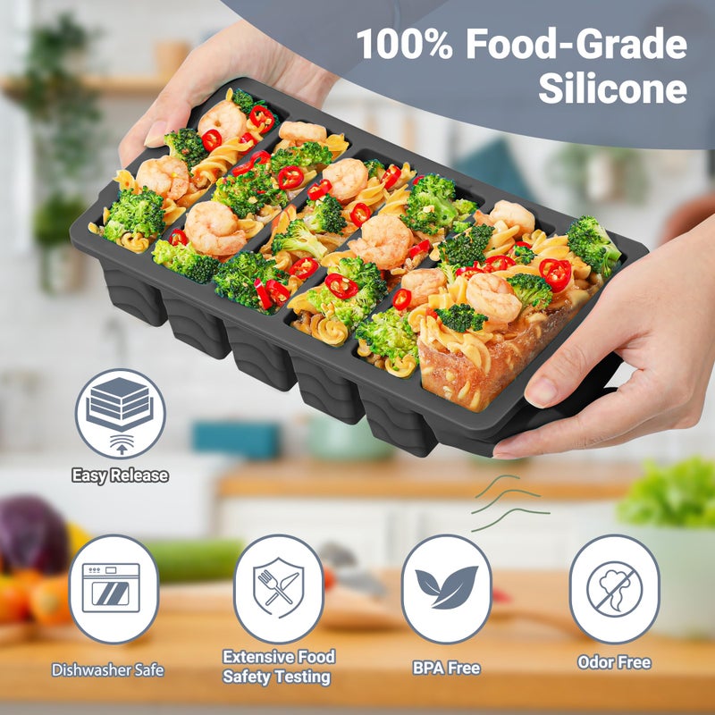 Aopigavi 1/2 Cup Silicone Freezer Molds with Lid, 2-Pack Silicone Freezer Trays for Soup, Sauce & Broth â€“ Meal Prep Containers, Large Ice Cube Tray, Oven & Dishwasher Safe - Image 3