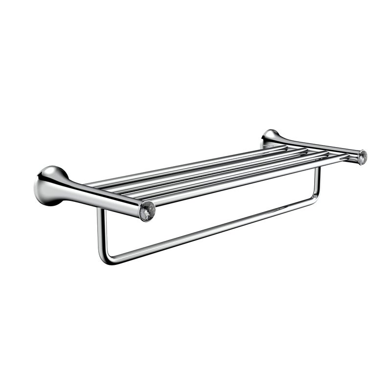 RN Stainless Steel 304 Single Layer Rack Shelf with Towel Holder Rod for Bathroom | Wall Mount Towel Holder for Bathroom - Chrome Plated_8020