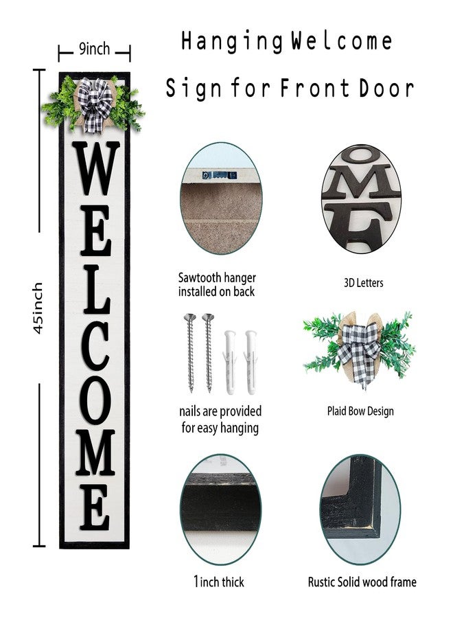 comurdyo 3D Outdoor Welcome Sign for Front Porch Standing 45"X9" Wood Frame Large Vertical Tall Leaner Welcome Signs Decor for Rustic Farmhouse Outside Home Front Door Decorations(Black) - Image 3