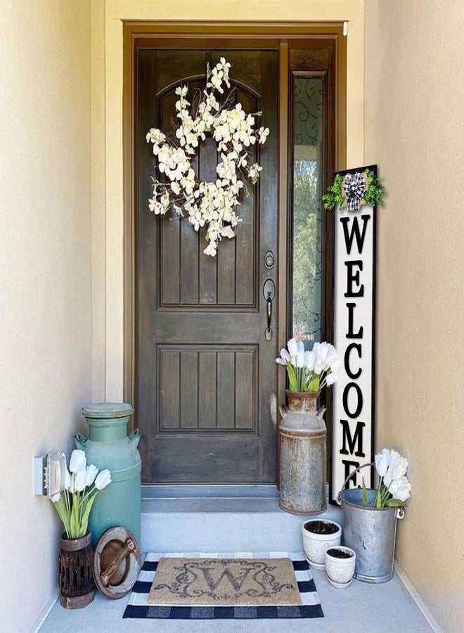 comurdyo 3D Outdoor Welcome Sign for Front Porch Standing 45"X9" Wood Frame Large Vertical Tall Leaner Welcome Signs Decor for Rustic Farmhouse Outside Home Front Door Decorations(Black) - Image 5