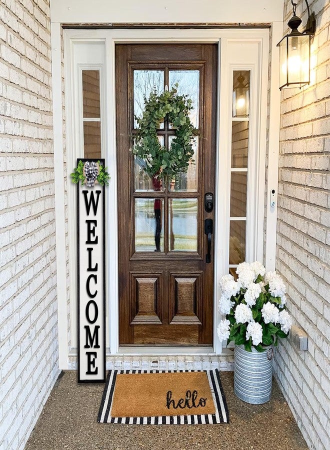 comurdyo 3D Outdoor Welcome Sign for Front Porch Standing 45"X9" Wood Frame Large Vertical Tall Leaner Welcome Signs Decor for Rustic Farmhouse Outside Home Front Door Decorations(Black) - Image 2