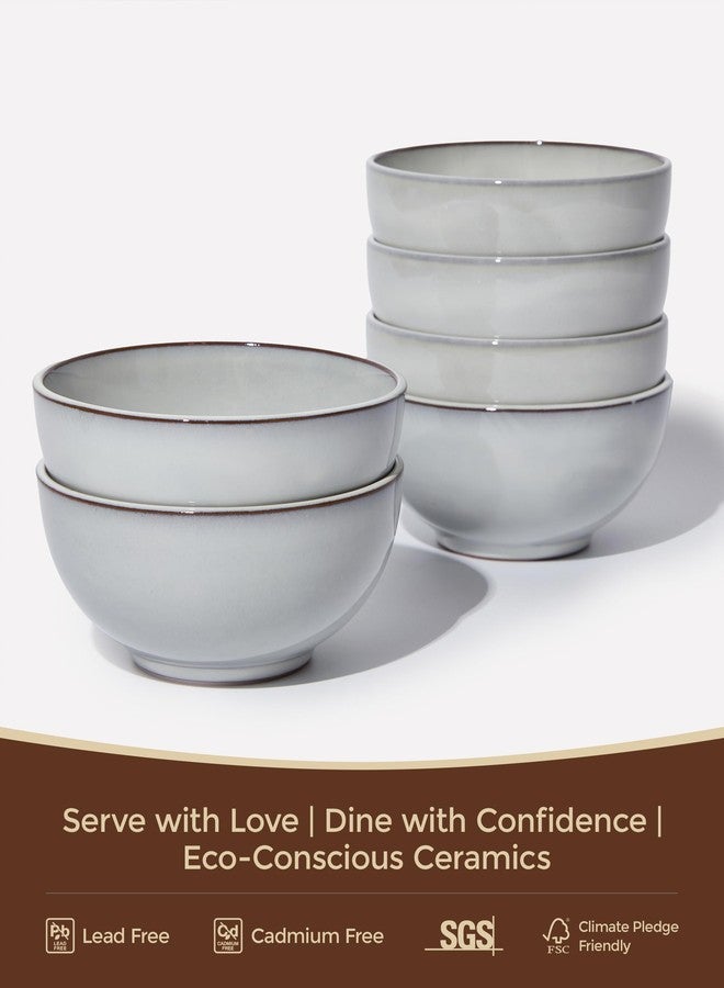 Pokini 5.3" Cereal Bowls & Dessert Bowls Set of 6-20 Oz Small Bowls for Kitchen-Ceramic Bowl for Cereal, Soup, Oatmeal, Salad, Ramen, Noodle, Rice, Yogurt-Dishwasher & Microwave Safe, Moonstone White - Image 4