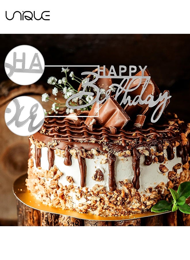 يونيك ستة قطع من رؤوس كعك عيد الميلاد أكريليك - تعليقات كعك عيد ميلاد سعيد - علامات كعكة عيد ميلاد - ديكورات كعك عيد الميلاد - عصا كعك للاحتفال بعيد الميلاد أو الذكرى أو الحفلات (فضي) - Image 4