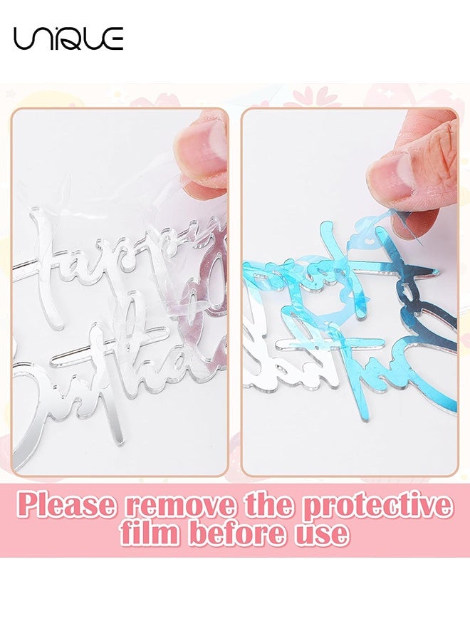 يونيك ستة قطع من رؤوس كعك عيد الميلاد أكريليك - تعليقات كعك عيد ميلاد سعيد - علامات كعكة عيد ميلاد - ديكورات كعك عيد الميلاد - عصا كعك للاحتفال بعيد الميلاد أو الذكرى أو الحفلات (فضي) - Image 3