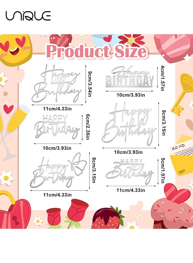 يونيك ستة قطع من رؤوس كعك عيد الميلاد أكريليك - تعليقات كعك عيد ميلاد سعيد - علامات كعكة عيد ميلاد - ديكورات كعك عيد الميلاد - عصا كعك للاحتفال بعيد الميلاد أو الذكرى أو الحفلات (فضي) - Image 2