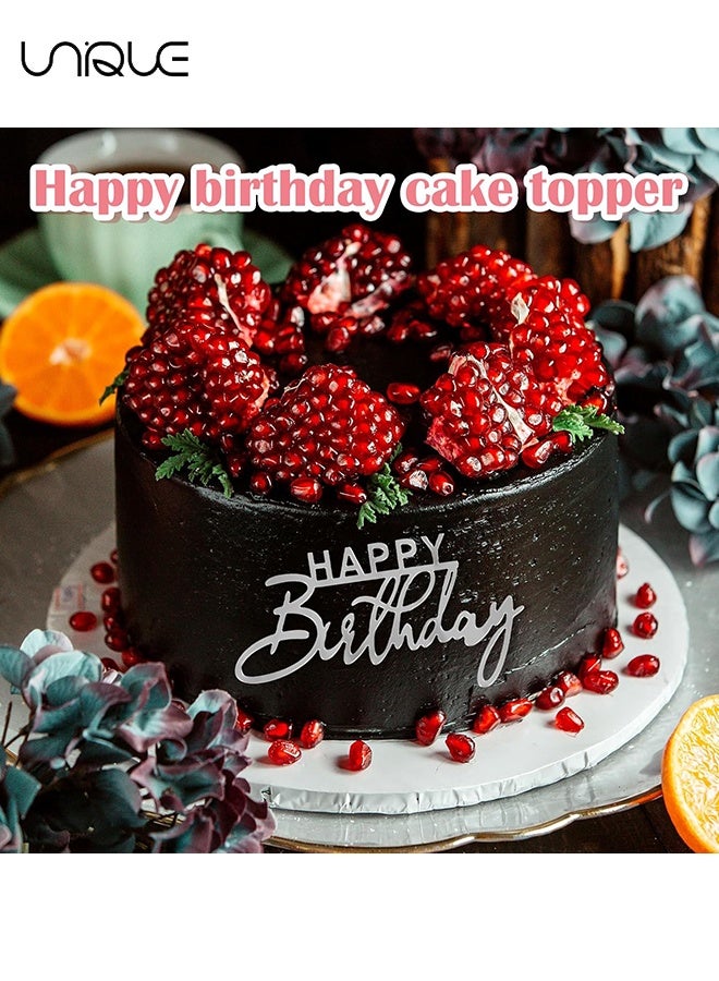 يونيك ستة قطع من رؤوس كعك عيد الميلاد أكريليك - تعليقات كعك عيد ميلاد سعيد - علامات كعكة عيد ميلاد - ديكورات كعك عيد الميلاد - عصا كعك للاحتفال بعيد الميلاد أو الذكرى أو الحفلات (فضي) - Image 5