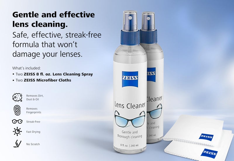 ZEISS Lens Care Pack â€“ 2x 8oz Streak-Free Lens Spray and Microfiber Cloths for Eyeglasses and Optics - Image 3