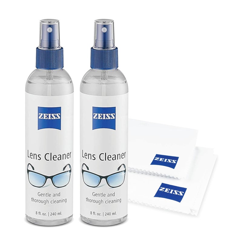 ZEISS Lens Care Pack â€“ 2x 8oz Streak-Free Lens Spray and Microfiber Cloths for Eyeglasses and Optics - Image 1