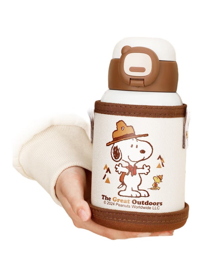 Snoopy Children'S Insulated Cup With Straw, Dual-Use For Drinking And Pouring, Student Water Bottle, 316 Stainless Steel With Cup Sleeve, Water Bottle, 500Ml, Purple - Image 1