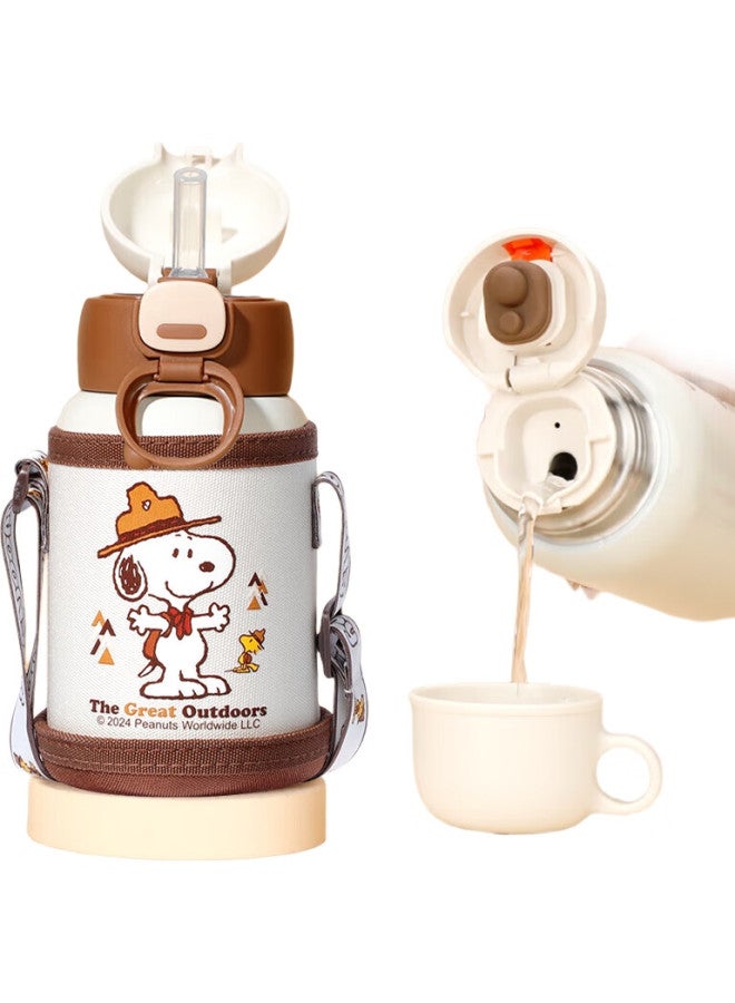 Snoopy Children'S Insulated Cup With Straw, Dual-Use For Drinking And Pouring, Student Water Bottle, 316 Stainless Steel With Cup Sleeve, Water Bottle, 500Ml, Purple - Image 2
