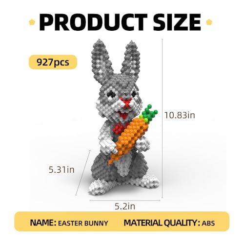KADELE Easter Bunny Building Animal Sets Extremely Challenging STEM Building Blocks Decor for Adults Kids Micro 3D Educational Toys for Boys Girls Ages 8 and Up 927 Pieces - Image 5