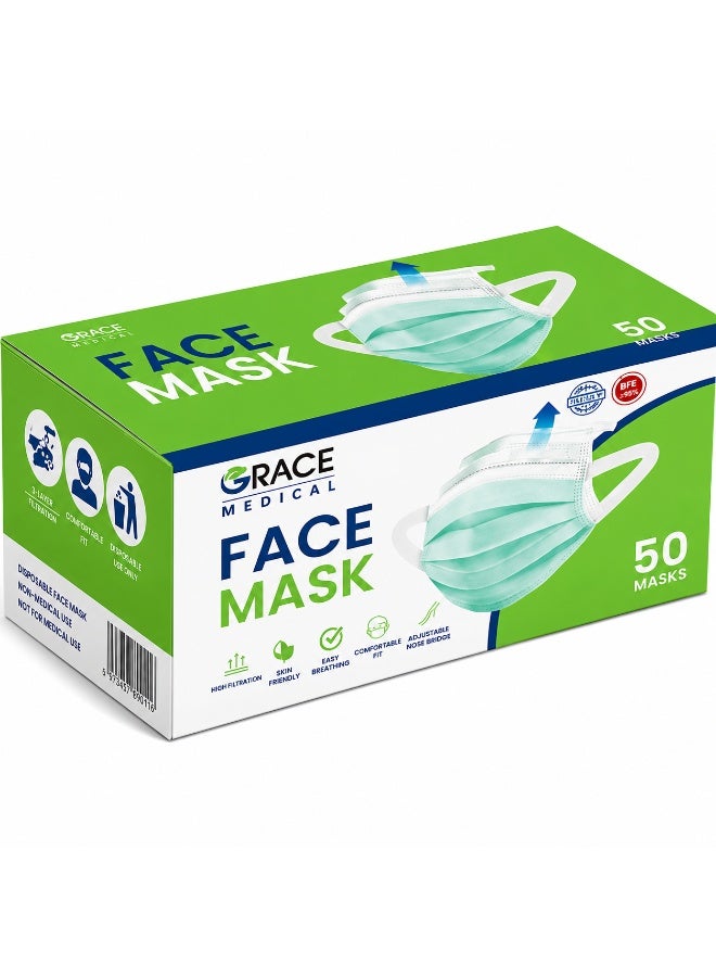 GRACE Face Mask Surgical Adult - Green 50 Piece