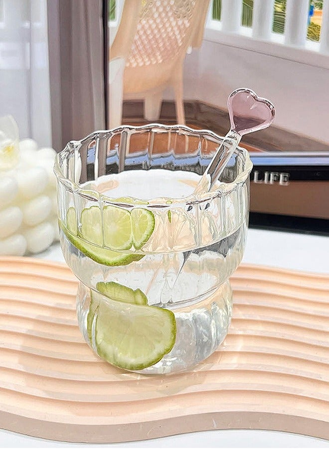 A set of one, pink bow heat-resistant coffee cup, high borosilicate glass cup, vertical striped chubby cup for brewing tea, full of girlish sentiment, suitable for kitchen, outings, bars, and restaurants - Image 5